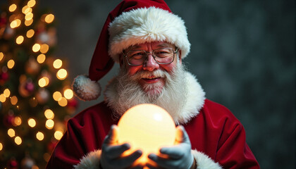 Santa Claus himself, dressed in traditional attire, perfect for bringing warmth and cheer to holiday events, festive photoshoots, or creating enchanting memories during the season's celebrations.
