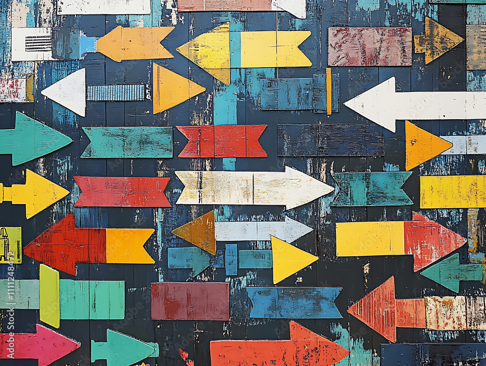 Leinwandbilder an artistic digital rendering featuring a collection of arrows pointing in various directions, symbo