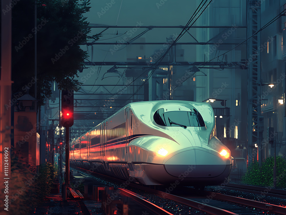 Aufkleber Digital high speed railway bullet train, 3d rendering