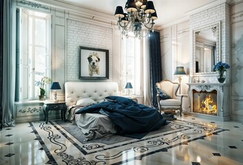 Luxury bedroom interior design in classic style. Luxurious bedroom in classic style.