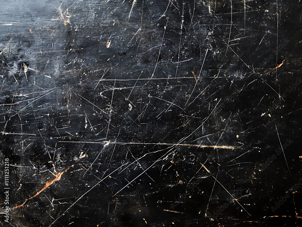 Aufkleber Black kitchen table background with scratches and cracks, for overlay and screen layer modes