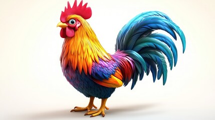 Fototapeta premium Vibrant colorful rooster illustration.