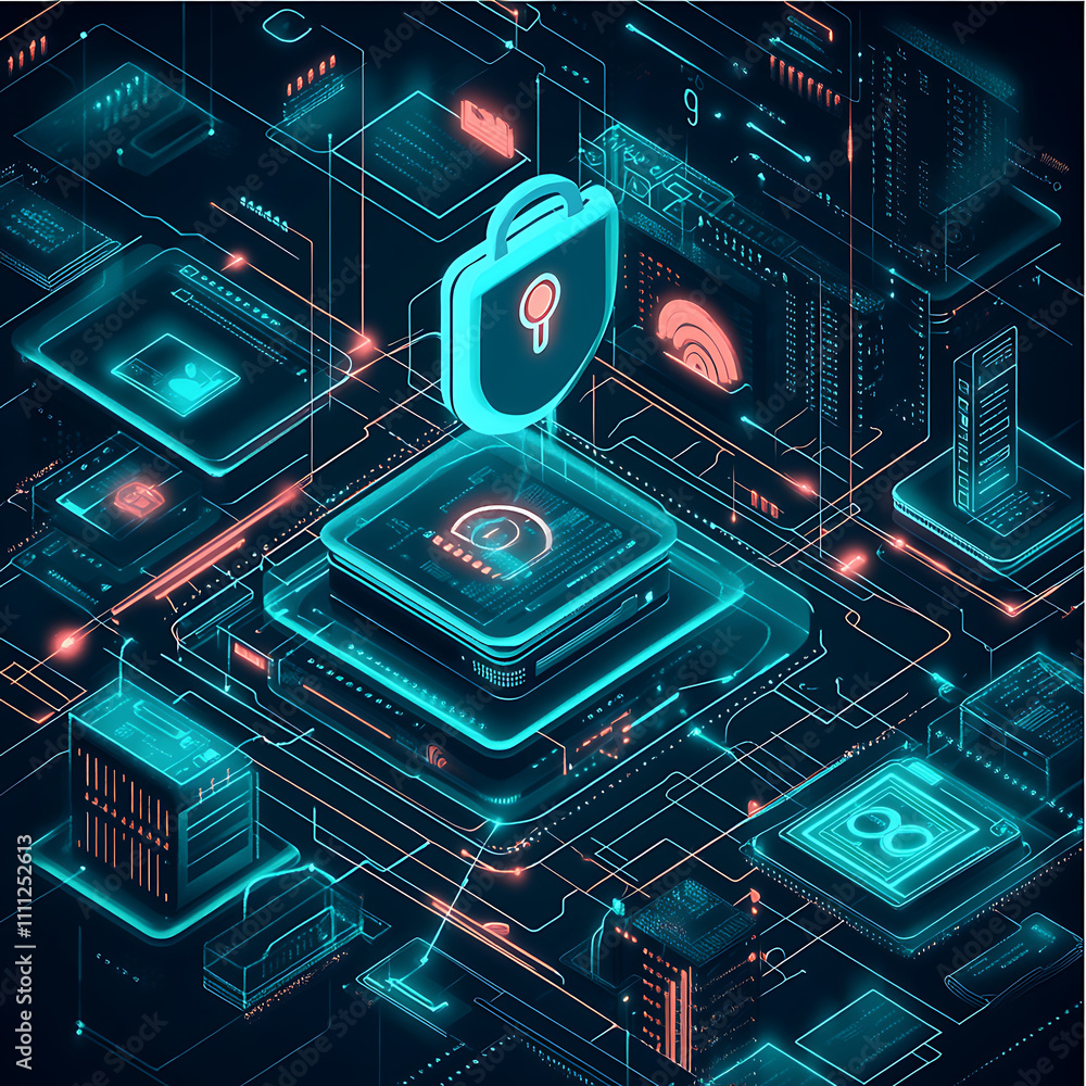 Poster a detailed and comprehensive illustration of endpoint security, showcasing the advanced cyber defens