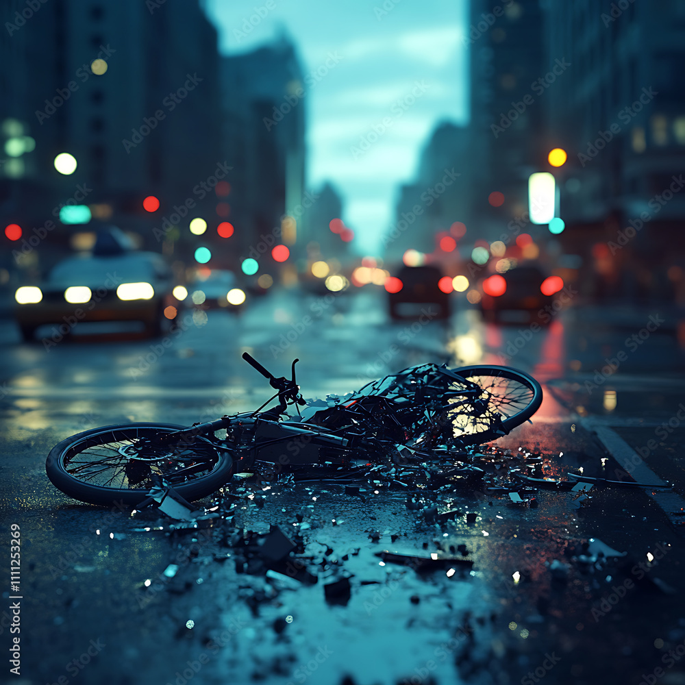 Aufkleber A image by capturing the aftermath of a bicycle crash on a city road