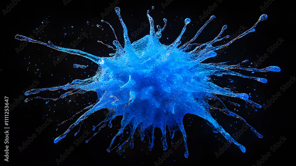 Aufkleber a visually striking abstract image resembling a neuron structure exploding in blue hues against a de