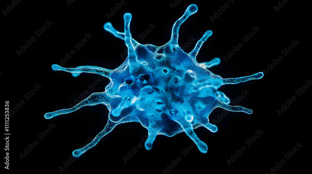 Aufkleber a visually striking abstract image resembling a neuron structure exploding in blue hues against a de