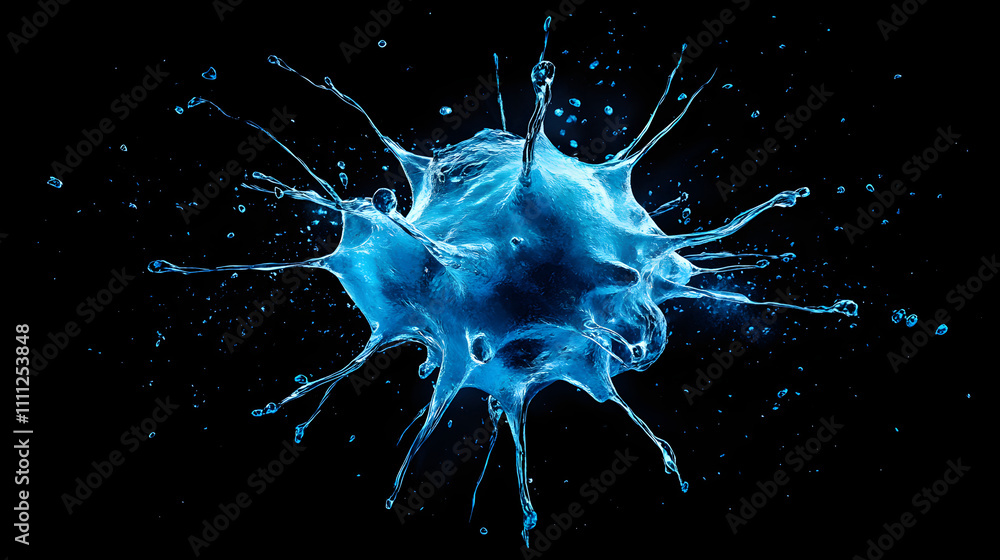 Aufkleber a visually striking abstract image resembling a neuron structure exploding in blue hues against a de