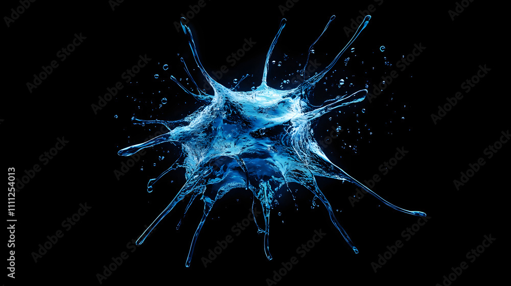 Aufkleber a visually striking abstract image resembling a neuron structure exploding in blue hues against a de