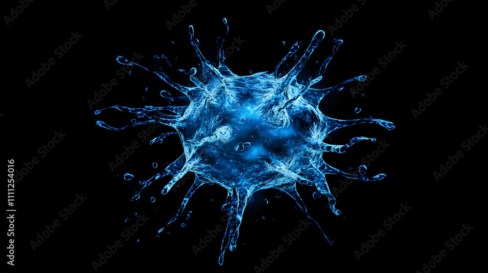 Aufkleber a visually striking abstract image resembling a neuron structure exploding in blue hues against a de