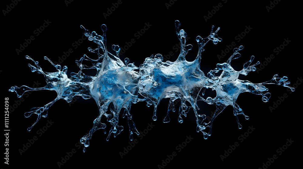 Aufkleber a visually striking abstract image resembling a neuron structure exploding in blue hues against a de