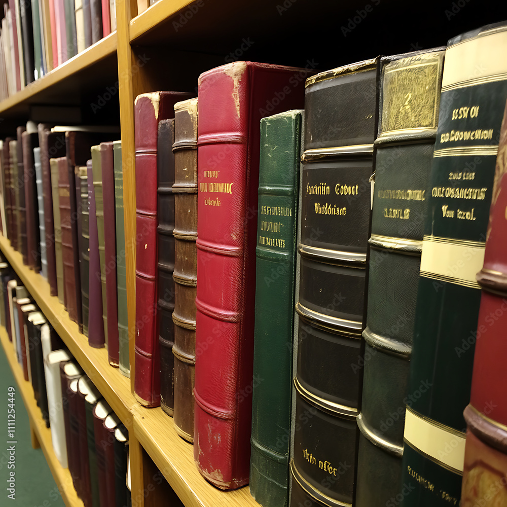 Aufkleber a shot of a row of neatly arranged library books on a shelf