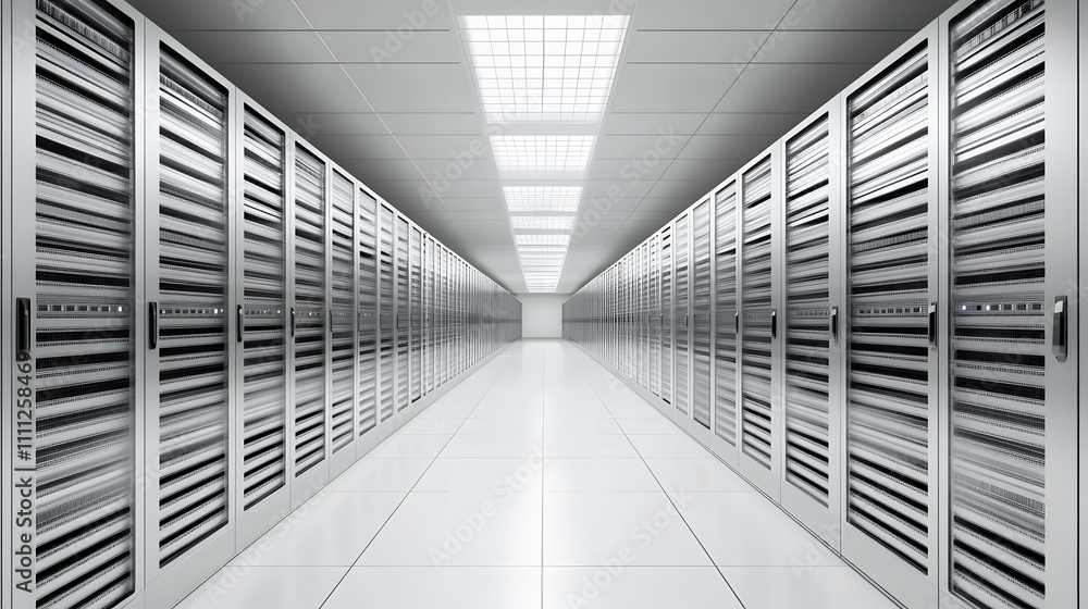 Aufkleber inside large data center. advanced cloud computing concept. corridor with server racks and cabinets 