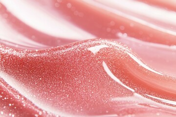 Fototapeta premium Photo of Fresh lip gloss smear of bright pink color. Background texture for backdrops or mapping