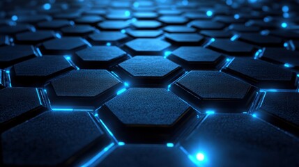 Obraz premium Abstract hexagonal blue glowing tech background.
