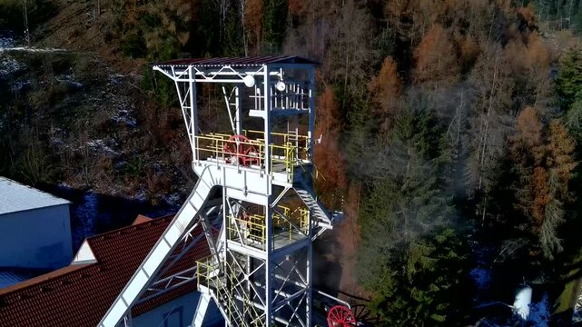 Einigkeitsschacht Einigkeit Jachymov Joachimsthal Erzgebirge F&ouml;rderger&uuml;st