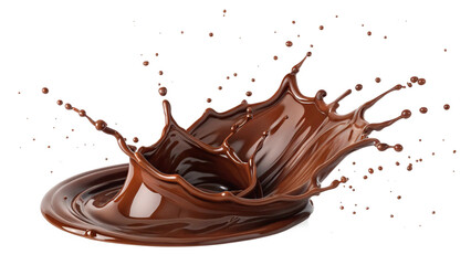 Fototapeta premium Chocolate splash isolated on white background. Abstract Chocolate Splash on White Isolated Background. Chocolate splash isolated on transparent background. Realistic.