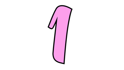 #1 Number 1 or 7 in Pink and black outline monogram typography logo