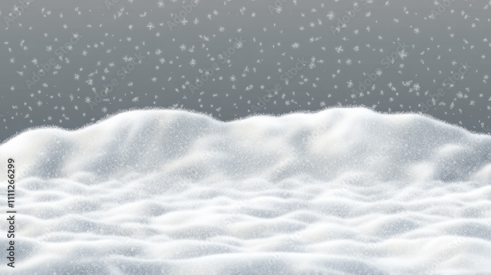Poster winter snow carpet isolated on transparent background with copy space for text