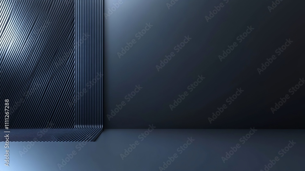Poster an abstract background with overlapping lines and shapes in shades of blue.