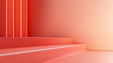 Obraz premium An abstract background of geometric shapes in coral.