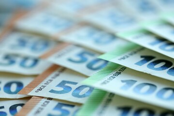 Many real european euro banknotes in big pile