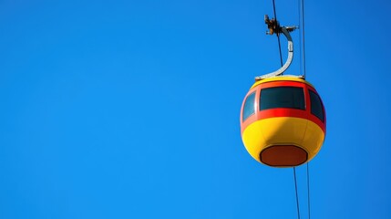 Obraz premium Colorful Cable Car Against Clear Blue Sky in Mountain Landscape