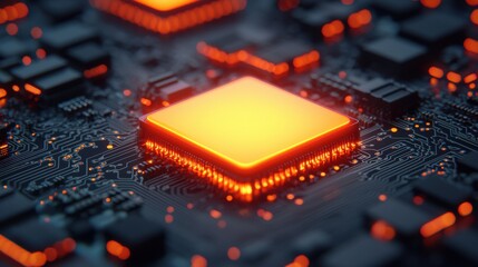 milestones achievement process Futuristic Digital Circuit Board Design with Glowing Nodes and Advanced Technology Elements for Use in Technology, Science, and Innovation Themes