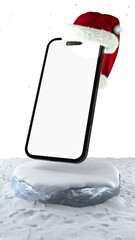 phone winter mockup with a transparent display.