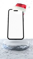 Christmas Smartphone mockup with transparent screen.