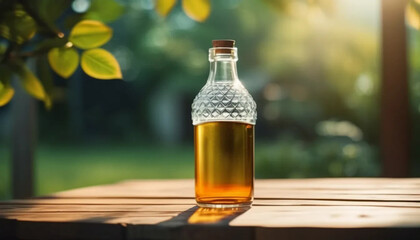 Homemade kombucha in the garden.