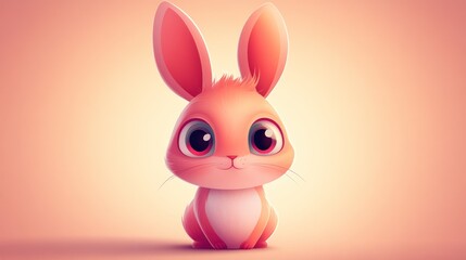 Fototapeta premium Adorable cartoon bunny rabbit with big eyes.