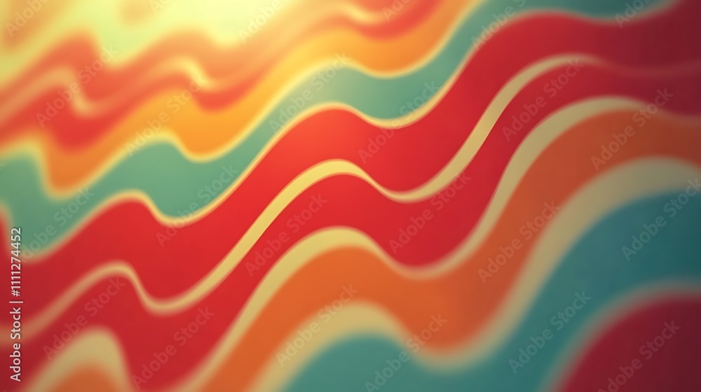 Poster abstract wavy pattern in vibrant colors creating a dynamic visual effect.