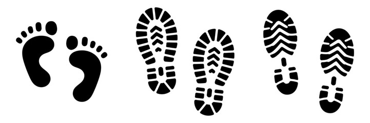 Human footprints icon set. Vector