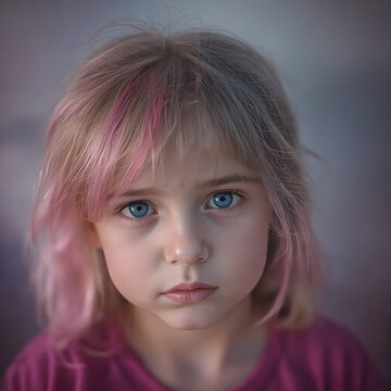 Una linda nena con cabello muy rosado y hermoso