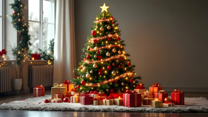 Arbol navideño con muchos regalos 