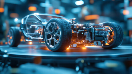 Fototapeta premium Electric car chassis innovation technology showcase for future mobility