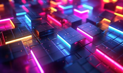 Obraz premium Modern neon geometric background with colorful simple futuristic color ai generated