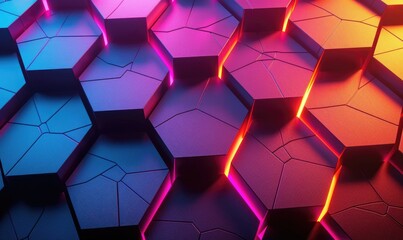 Modern neon geometric background with colorful simple futuristic color ai generated