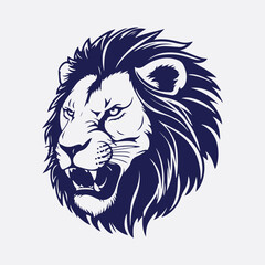 lion head logo, king lion illustration