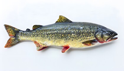 Obraz premium Arctic Char with Vibrant Scales on a White Background