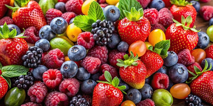 Fresh and colorful mix of fruits and berries packed with resveratrol, ideal for a healthy and nutritious diet , fresh