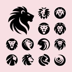 set of lion head vector illustration