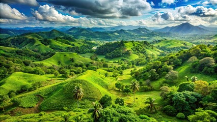 Obraz premium Lush green landscapes of Honduras , tropical, scenery, nature, vibrant, lush, foliage, mountains