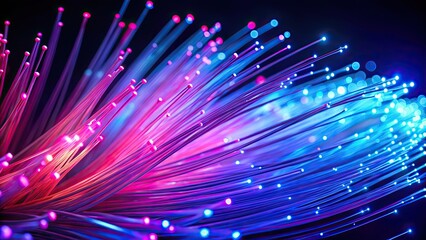 Vibrant pink and blue glowing fiber optic cables creating a stunning visual , technology, colorful, lights, digital