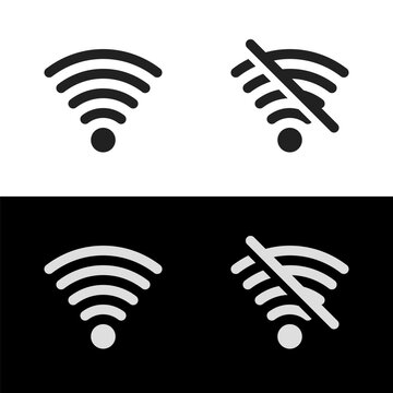 Wi-Fi icon. Connection and disconnection. Wireless technology symbol at 24x24 pixels. Vector illustration