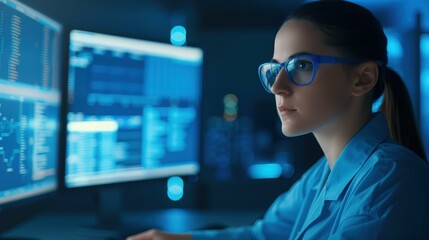 A team of skilled women review project strategies together, focused on their desktop screens in a modern office.