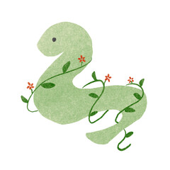 スタンプ風自然に優しいヘビのイラスト