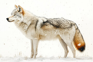 Obraz premium Gray Wolf Standing in Winter Snow