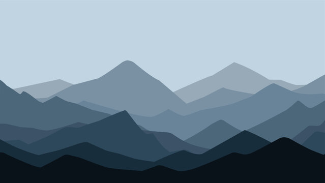 Landscape illustration of mountain ridge
