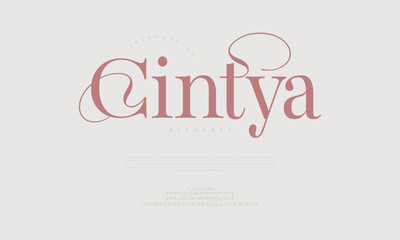 Cintya typography beauty fashion elegant minimalist serif italic fonts decorative wedding vintage retro logos. Minimal luxury font alphabet logo. Vector illustration